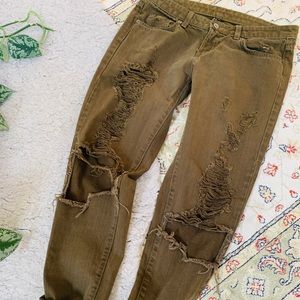 Green Destroyed Boyfriend Carmar Denim - LF